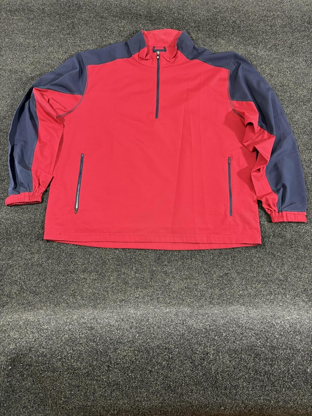 FootJoy Jacket Mens 2XL Red Gray Colorblock 1/4 Zip Golf Windbreaker Pullover